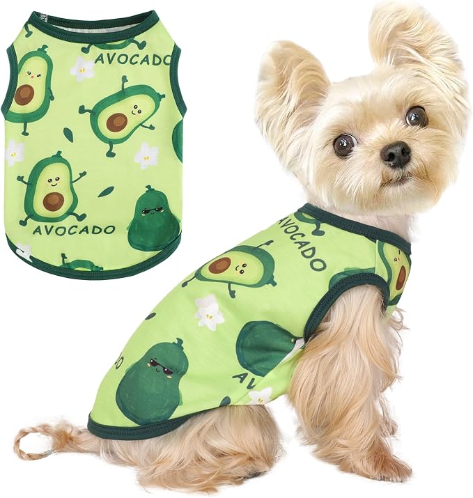 Dog Shirt Vest Dog Clothes for Small Dogs Boy Girl Stretchy Summer Puppy T-Shirts Soft Breathable Lightweight Puppy Sweatshirt Pet Cat Outfit (Avocado, Large)