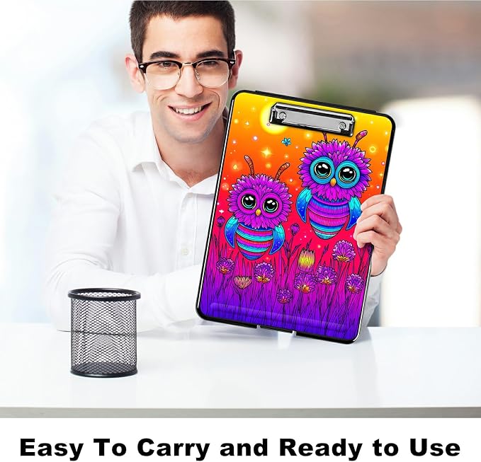 Heavy Duty Storage Clipboard, Slim Nursing Clipboard with Internal Pen Case, Portable File Organizer Case for A4 Letter Size Paper Office Medical Professionals, Honey Sunset