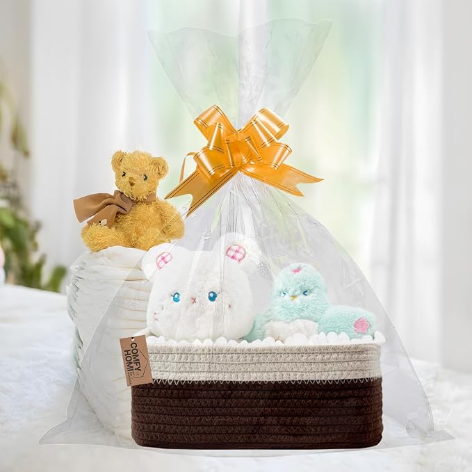COMFY-HOMI 11.5"x7.5"x4.7" Storage Baskets for Organizing | Cotton Rope Woven Basket | Toy Storage Bin Box | Basket for Shelves, Closet Organizer Bin, Decorative Closet Shelf, 1 Pack
