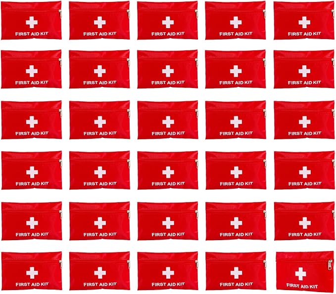 First Aid Bags Empty,Mini First Aid Pouch Empty,Mini First Aid Kit Bulk,Zipper Pouches for Emergency,Travel and Outdoor (Red 30 Pack, 4.3 * 6.3 inch)