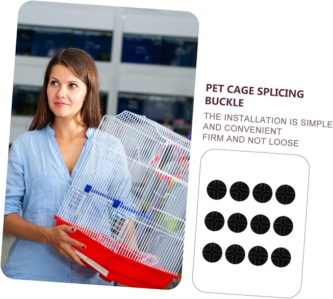PET Cage Buckles 12 Pack Black Plastic Connectors for Closets | Simple Installation, Sturdy Build, Portable Storage, Easy to Store, DIY Accessories for Home Use