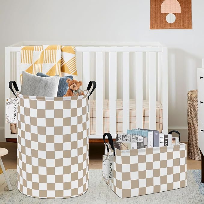 Storage Basket,Nursery Hamper Canvas Laundry Basket Beige flag | Foldable with Waterproof PE Coating Organizer Bin for Kids Boys and Girls,Office,Bedroom,Clothes