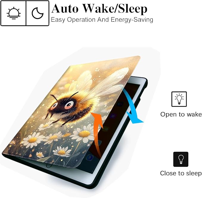 for Microsoft Surface Go 4/3/2/1-10.5" 2021 Tablet Case,Auto Wake/Sleep,Adjustable Stand Protective Cover - Cute Bee
