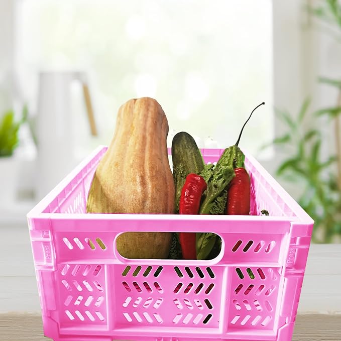 4 Pack 20L Large Closet Storage Baskets Bins for Shelves | Foldable Closet Organizers and Storage with Handles Home Organization | Plastic Collapsible Baskets for Organizing Clothes