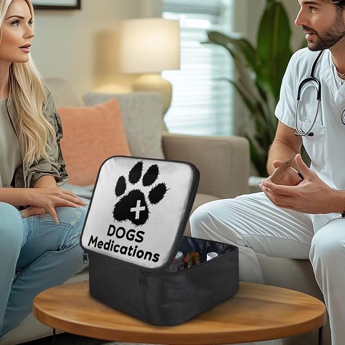Rnyleeg Paw Prints First Aid Kit for Dog Empty First Aid Bag for Veterinary Medical Kit for Home Car Portable Travel Medical Supplies Bag