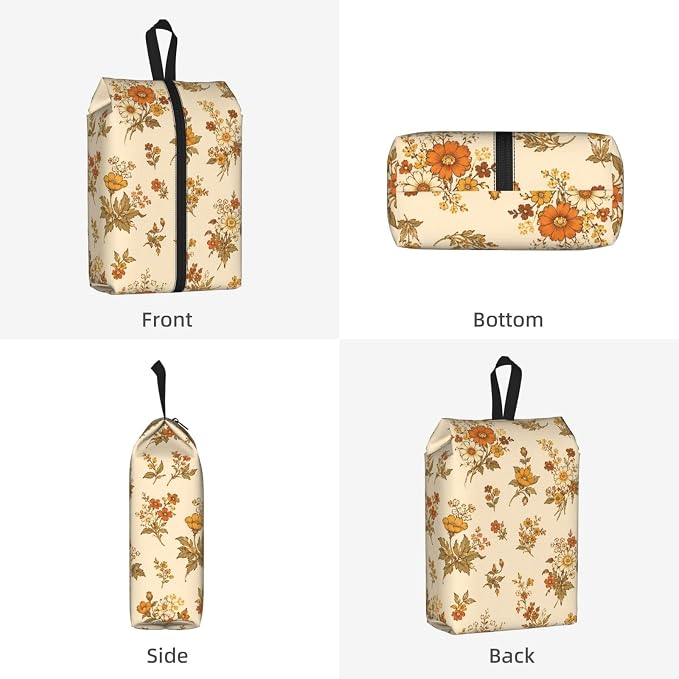 Vintage William Morris Style Floral Travel Shoe Bag for Men & Women, Waterproof Shoe Storage Organizer with Zipper, Portable Shoe Pouch for Sneakers, Heels, Sandals, Gym & Travel Luggage 2PCS
