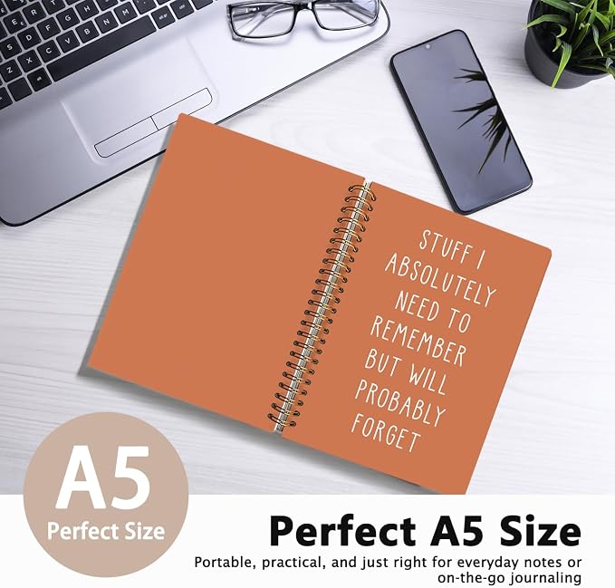 LIANGW Funny Orange Notebooks for Work, Coworker Office Gifts for Women | Funny Work Gifts for Coworkers & Boss, Fun Spiral Notebooks Journals for Writing, Funny Office Supplies 5.5x8.3 Inch