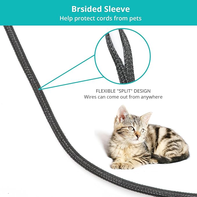 ZhiYo Cable Sleeve, 20ft, 1/4 inch, Black | Cord Wrap, Wire Protector Tubing, For Pets, PC Cable Management