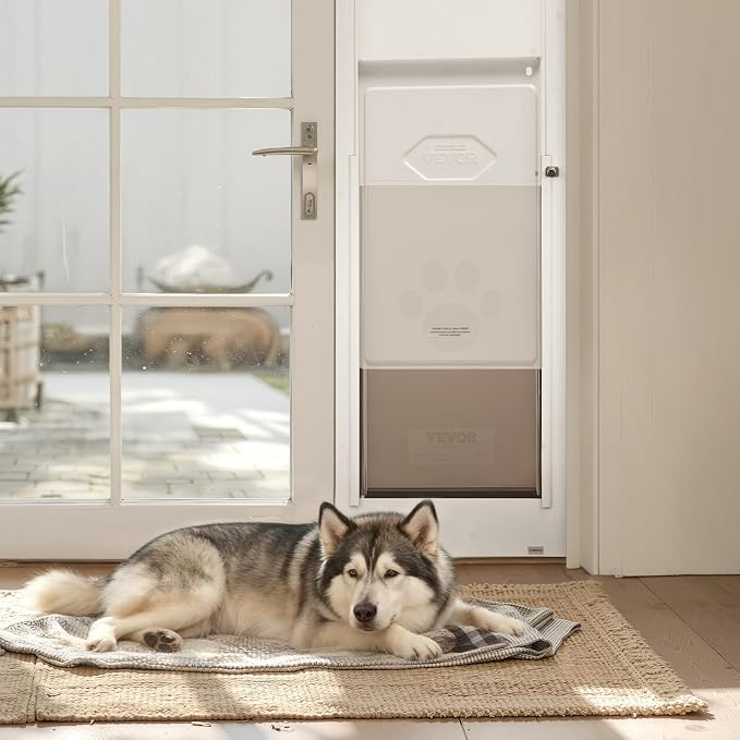 VEVOR Dog Door for Sliding Glass Door, 91 to 96 in Adjustable Height, Aluminum Alloy Frame with Metal Rotating Hinges, Lock Design, 13 5/8 x 23 5/8 in Flap, Sliding Glass Pet Door for Renters | For Large Dogs and Pets, 91 to 96 in Adjustable Height, Al...