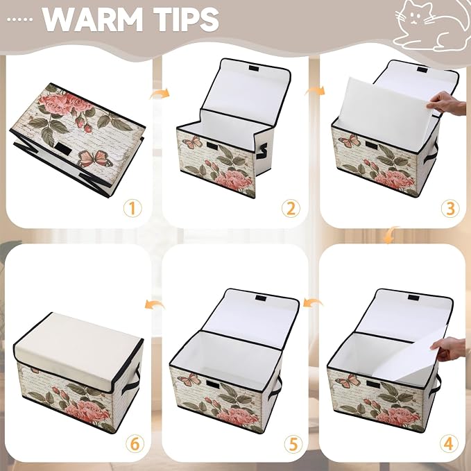 Stackable Storage Bins with Lids,Closet Organizers Fabric Box for Home and Office,Blanket Clothes Organizers,Under Bed Storage Containers 3 Pack