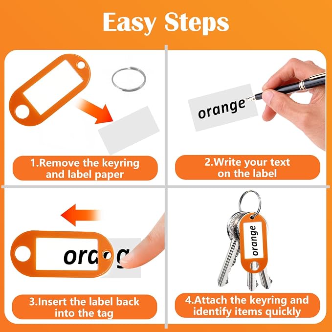 12 Pcs Plastic Key Tags with Labels and Ring Window, Single Color for Luggage, Pet ID, USB Drive (1 Color)