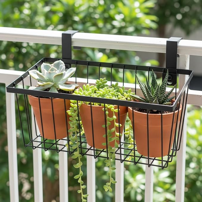 LeleCAT Grid Storage Baskets with Hooks, Over Cabinet Door Organizer, Wire Basket Hanging Storage Organizer, Kitchen Bathroom Organizer (Black, Large)
