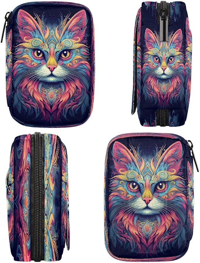 Pill Organizer Box Cat Pet Starry Sky 7-Day Weekly Medicine Pill Case Travel Pill Container Portable Pill Holder Storage Purse Bag Small Compact Size for Vitamin Supplement Birth Control