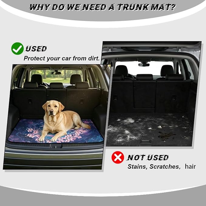 Floral Dolphin Trunk Mat Cargo Covers for Most Cars SUV, Non Slip, Dustproof Cargo Liner Replacement Vehicle Interior Accessories, Easy to Install and Clean, All Weather Used
