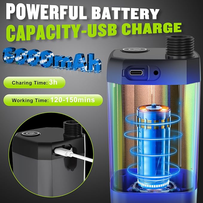 Portable Shower for Camping, [Long-Lasting] 6000mAh Rechargeable | Camping Shower with Intelligent LED Display, 4 Spray Modes, IPX7 Waterproof Outdoor Camp Pump for Hiking, Travel, Car, Pet