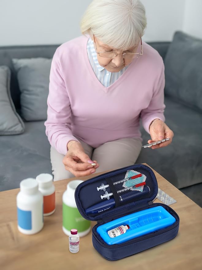 YOUSHARES Insulin Vials Cooler Travel Case - TSA Approved peptide case | Diabetic Med Vial Cooling Bag , Protective Ice Brick, Refrigerated Diabetes Supplies Organizer, Small Bottle Carrying Storage