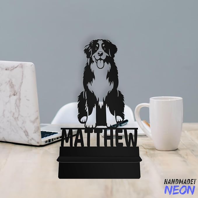 Personalized Bernese Dog Phone Holder, Custom Name Metal Desk Stand, Cute Pet Accessories Dock, Tablet, Smartphone Display Stands, Gifts for Friends, Animal Lovers, Teens, Christmas