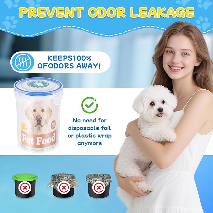 REFLYING Canned Dog Food Storage Lids Reusable Airtight Can Cover | Reusable airtight dog food can lids,Keeps wet food fresh,eliminates odor,Includes SUS 304 spoon and can opener