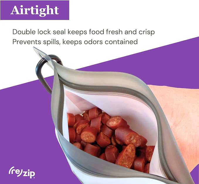 (re) zip Reusable Pet Treat & Poop Bag Carrier with Carabiner Clip, 2-Pack | Airtight, lightweight, compact, water-resistant, BPA-free, travel-friendly. Keeps treats fresh, secure & locks in odor.