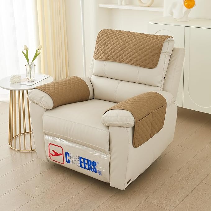 XMAYODS 3 Pcs Recliner Covers Sherpa Arm Covers for Recliner Chair with Storage Pockets Headrest Cover for Recliner Chair Armchair Slipcovers for Sofa Recliner Protector (Color : #4)