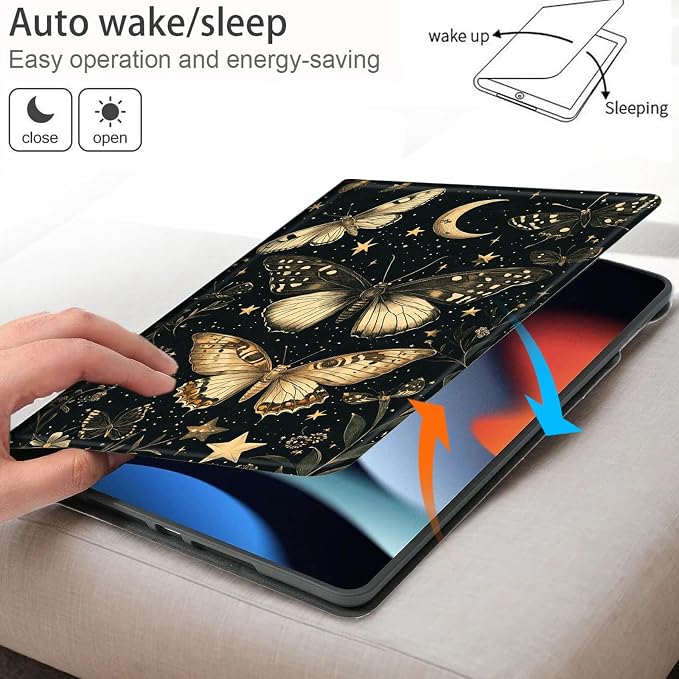 Bxgolkgd Tablet Case for Samsung Galaxy Tab S8/S7 11 Inch(2022/2020),Shockproof Stand Cover with Heat Dissipation,Auto Wake/Sleep Function,Moon Butterfly