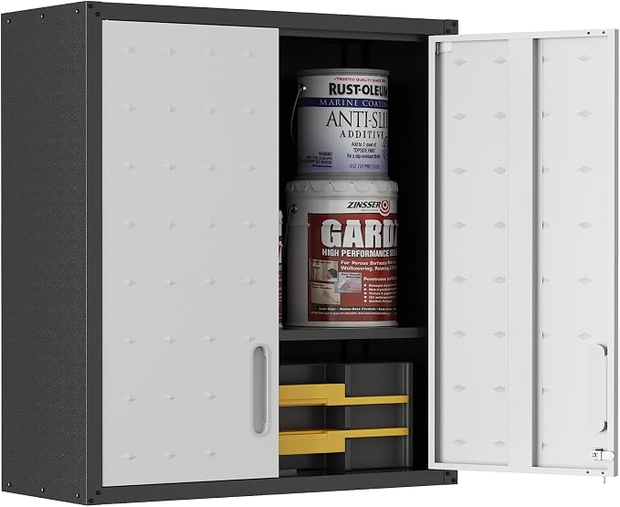 Garage Wall Cabinet Metal Storage Cabinet with Lockable 2 Doors | Wall Mounted Heavy Duty Steel Tool Cabinet Hanging Cabinet for Garage Warehouse Bathroom Kitchen,Assembly Required