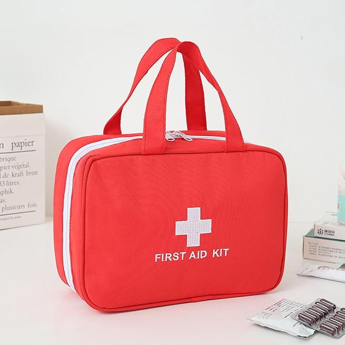 First Aid Bag Empty First Aid Kit Bag Travel Medical Pouch Camping Medicine Emergency Trauma Organizer Bags Portable for Outdoor Riding Working Car Nurse Pet Dog Cat Horse (Red)