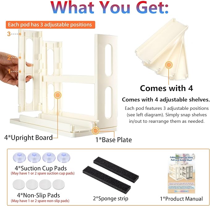 Dutiplus Medicine Organizer 2 Three-Decker Shelves Cabinet Storage Rack Organizer for Holding Vitamins, Supplements Cosmetics (9”H x 5.8”W x 10.4”D) (Natural White)