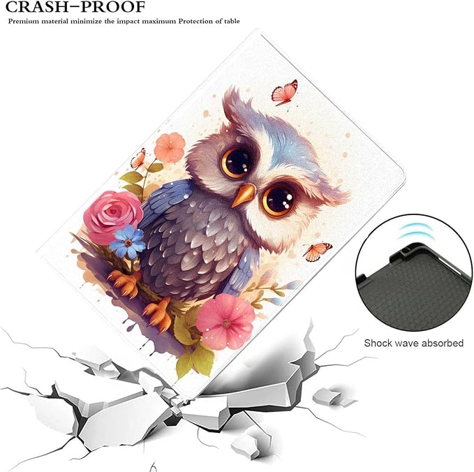 for Samsung Galaxy Tab A 8.0 2017(SM-T380/T385) Tablet Case,Premium Leather Folio Stand Auto Wake/Sleep,Multiple Viewing Stand,Flower Owl
