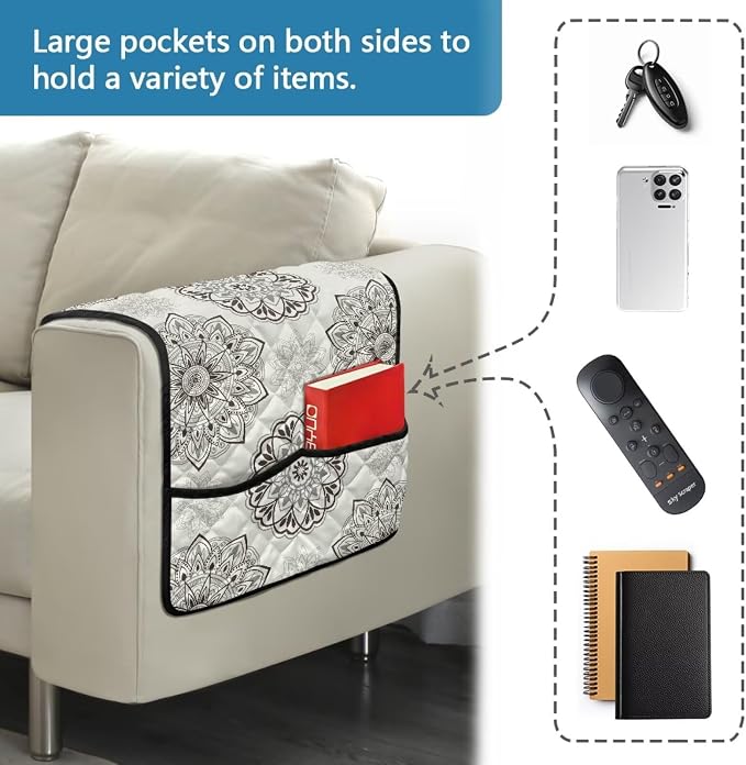 Mandala Sofa Arm Covers Stretch Armrest Covers Washable Couch Arm Cover Stains Resistant Recliner Armchair Cover Anti-Slip Armrest Slipcovers Furniture Protector
