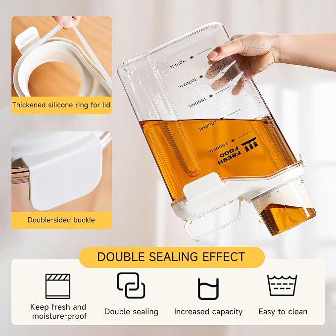 Rice Storage Container 5.5LBS-Airtight Food Storage Organizers BPA free Kitchen Storage Containers Material Suitable for Rice, Cereal, Flour,etc Pet Food Storage Container（4PC）