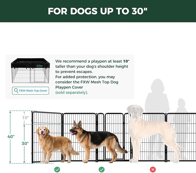FXW Homeplus Indoor Dog Playpen with Divider Connectors, 40" H, 12 Panels | Calm Indoor Play Area, Two-Zone Layout, For Medium & Large Dogs, Patented