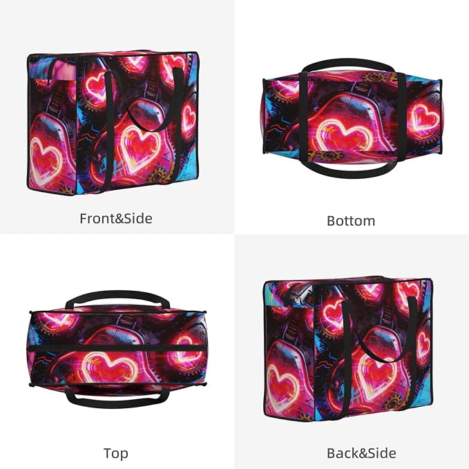 48.7L Heavy Duty Moving Bags Pet Colorful Doodle Paw Hearts Dog, Sturdy Oxford Fabric Storage Totes with Reinforced Handles for Bedding and Pillow Storage