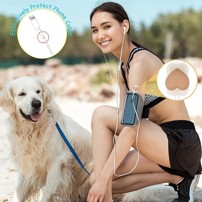 CameCosy DIY Cable Protector for iPhone Charger,Cute Protectors for Type-C Data Cable with 3D Print Love Heart Pattern Data Line Phone Wire Saver Protector for iPhone 11 12 13 14 Pro Max-Beige