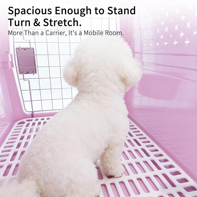 22" Hard Pet Carrier: Travel Kennel for Cats & Small Dogs | Strong Metal Locking Door / Ventilated Side Panels / 22" Cozy Interior / Lightweight Structure / Top Carry Handle