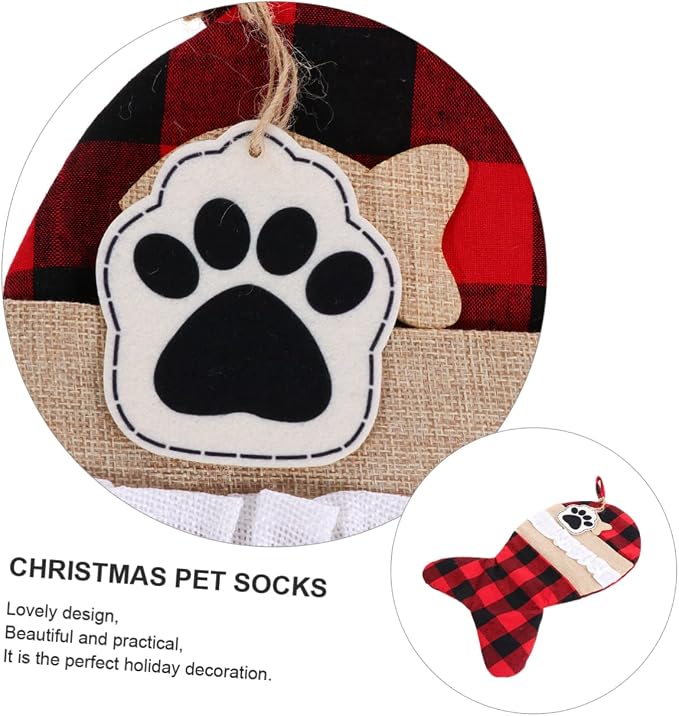 Didiseaon 1pc Christmas Stockings Pouch Bag for Pets Festive and Plaid Design Durable Holiday Storage for Treats and Decorations for Christmas Parties and Celebrations