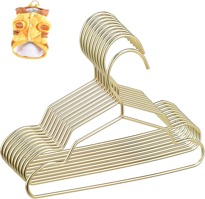 ERINGOGO 10Pcs Mini Dog Apparel Hangers Stylish Metal Clothes Hangers for Pets Closet Organizer Nonslip Design Durable and Space Saving