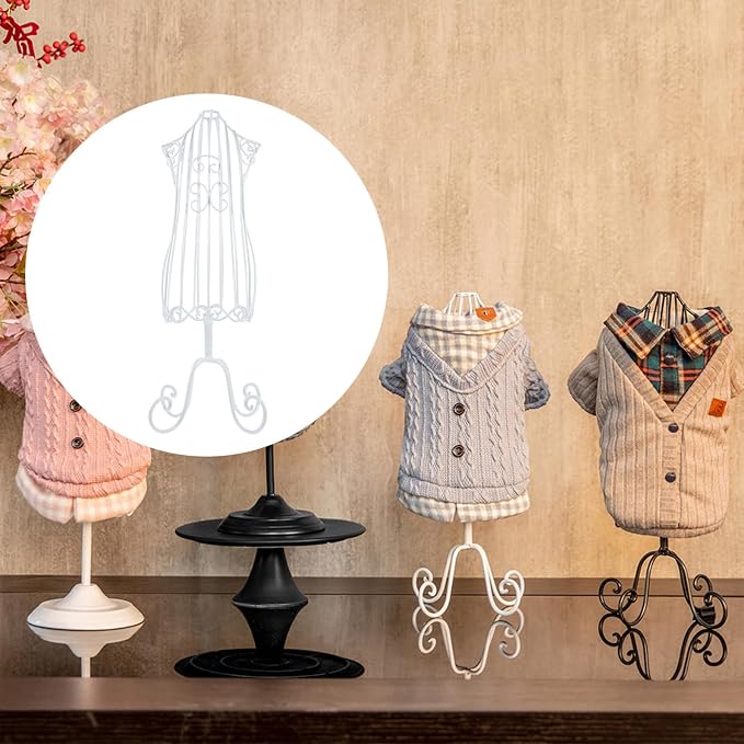 Garneck Pet Clothing Display Rack for Dog Clothes and Pet Apparel White Iron Art Storage Rack with Vintage Design for Organizing and Displaying at Home