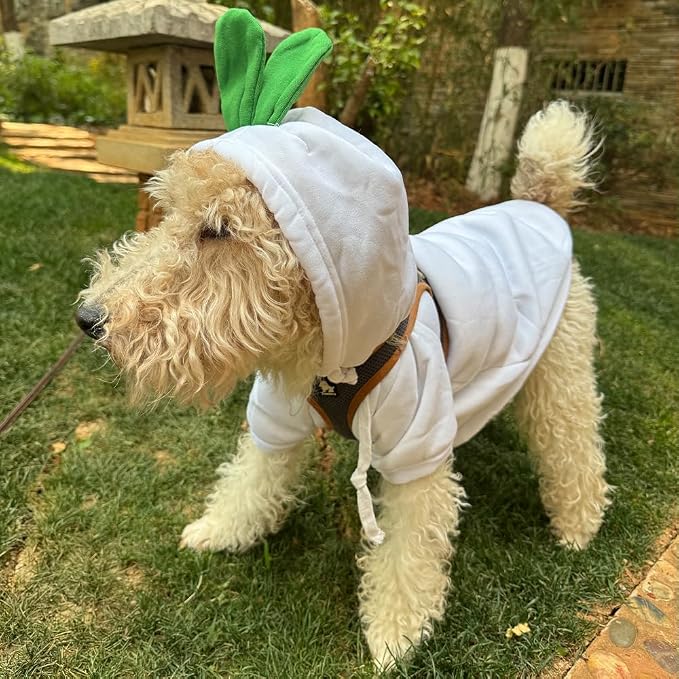 Pet Clothing Dog Transformation Shaped Hoodie (White Radish,M) | Autumn and Winter Warm Small Large Dog Method Dou Cat Clothes For French Bulldog Chihuahua Pug Boston Terrier Dachshund