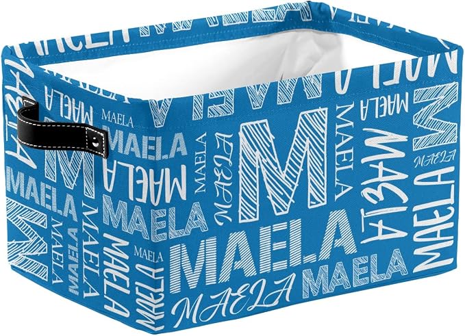 Foldable Personalized Storage Box for Boys Girls with Name Waterproof Kids Custom Storage Bin Baskets Cube Boxes Organizer with Handles for Organizing Shelf Closet, 1 Pack