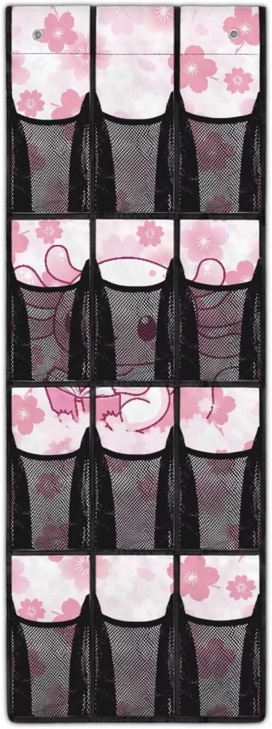 Axolotl Cherry Shoe Organizer Door Hanger,Shoes Hanger Storage Organizer Bag for Bedroom,Hanging Shoe Storage Hanging Bag