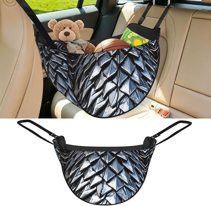 Dragon Scale Armor Car Seat Organizer-Backseat Storage Bag for Travel | Waterproof Durable. Holds Snacks Gear Essentials. Fits Most Cars.