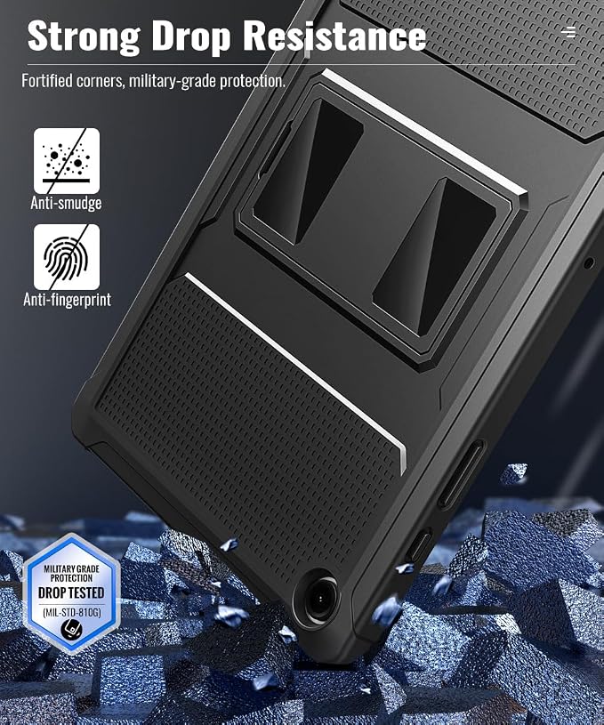 MoKo Shockproof Case Fit Samsung Galaxy Tab A9+ / A9 Plus 11 Inch, Black | Full Body Rugged Stand Back Cover with Built-in Screen Protector for Galaxy Tab A9+/ A9 Plus Tablet
