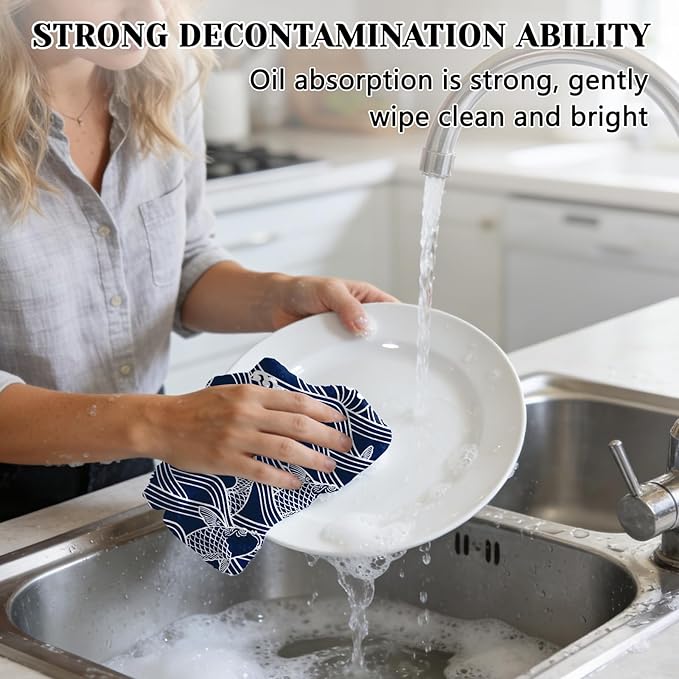 Kitchen Towels Set of 2 - Japanese Style Dish Towels for Kitchen Drying, Cute PatternTowels Soft Absorbent Dish Cloths for Cleaning, Home Decor Housewarming Gifts