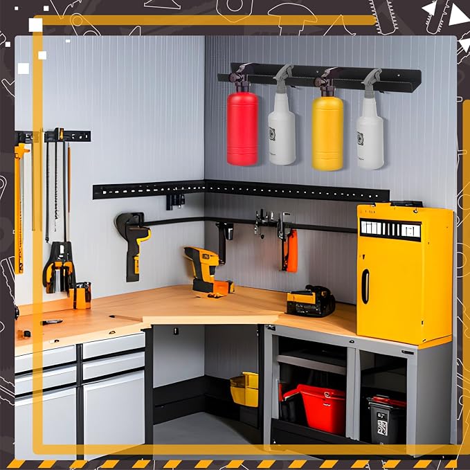 2 Pcs Spray Bottle Holder Wall Mounted Universal Trigger | Spray Bottle Storage Rack, Hardware Hanger Organizer, Holds up to 12 Sprayers (16 Oz), Mobile Garage Home Organizer
