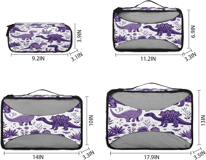 Dinosaurs Packing Cubes for Travel, Luggage Packing Organizers, Cute Cartoon Dino Travel Accessories Large Toiletries Bag for Clothes Shoes Cosmetics Toiletries