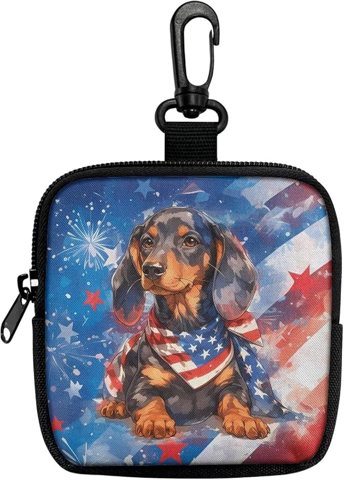 American Flag Dog Treat Pouch Dog Training Reward Pouch with Carabiner Small Dogs Treat Bag Pet Food Bags Zipper Closure to Avoid Spilling 4th of July 2026 Theme