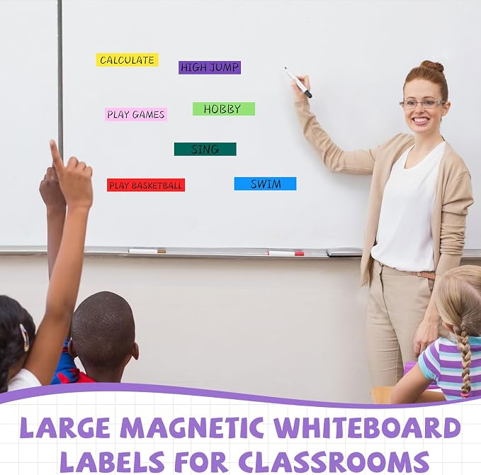 8 Pcs Dry Erase Magnetic Strips for Classroom, 2 in x 9.8 ft Colorful Magnetic Tape Roll Blank Magnets Sticky Labels Writable Flexible Magnet Sheet for Whiteboard Refrigerator Locker Shelf | Colorful Writable Strips, Flexible Adhesive, For Refrigerator...