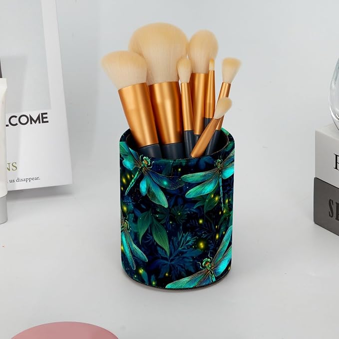 Dragonflies Pen Holder, Pencil Cup Marker Brush Holder Desk Storage Case, Desktop Organizer for School Office Home Supplies