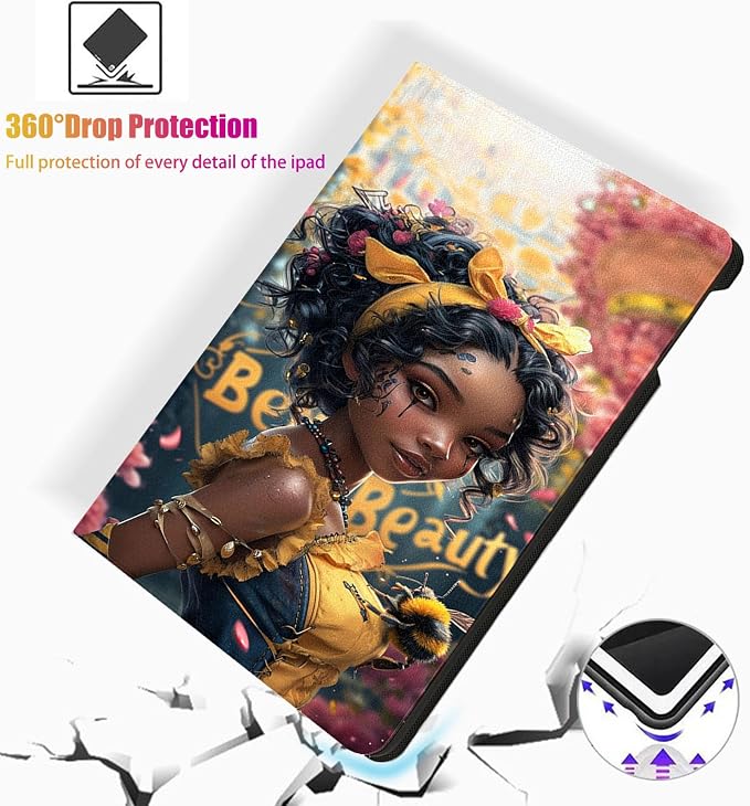 for Microsoft Surface Pro X/Pro X Plus-13 2019/2020/2021/2024 Tablet Case,Auto Wake/Sleep,Adjustable Stand Protective Cover - Girl Bee
